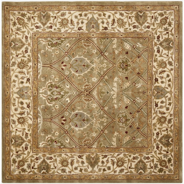 SAFAVIEH Persian Legend Adrian Floral Bordered Wool Area Rug, Light Green/Beige, 8' Square
