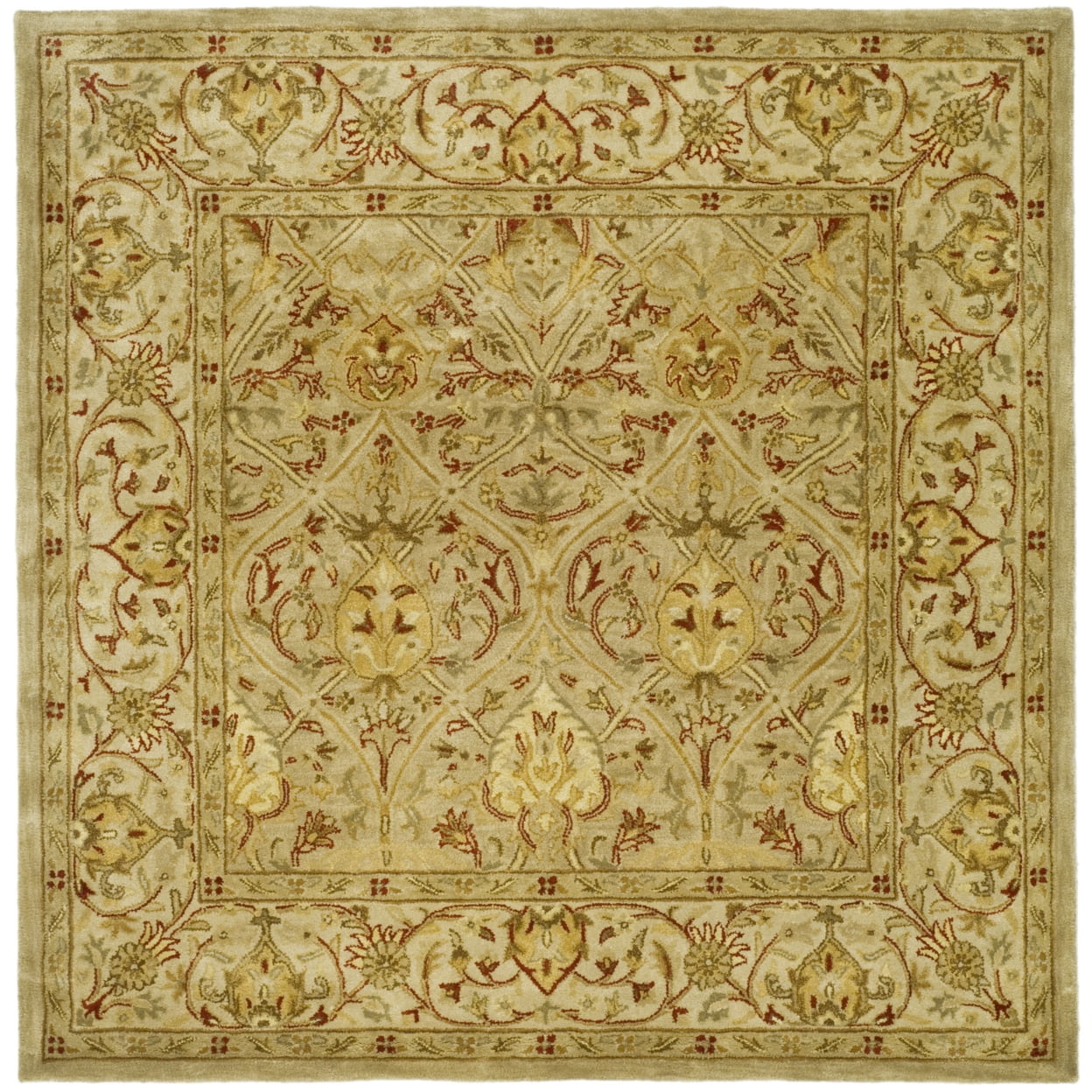 SAFAVIEH Persian Legend Adrian Floral Bordered Wool Area Rug, Moss/Beige, 8' x 8' Square