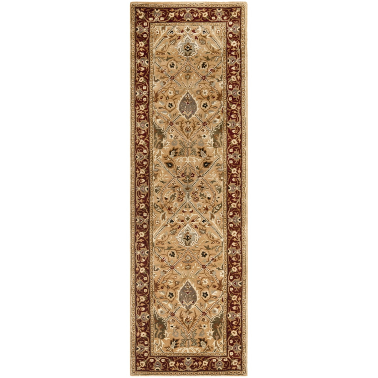 SAFAVIEH Persian Legend Amy Floral Bordered Wool Runner Rug, Ivory/Rust, 2'6" x 8'