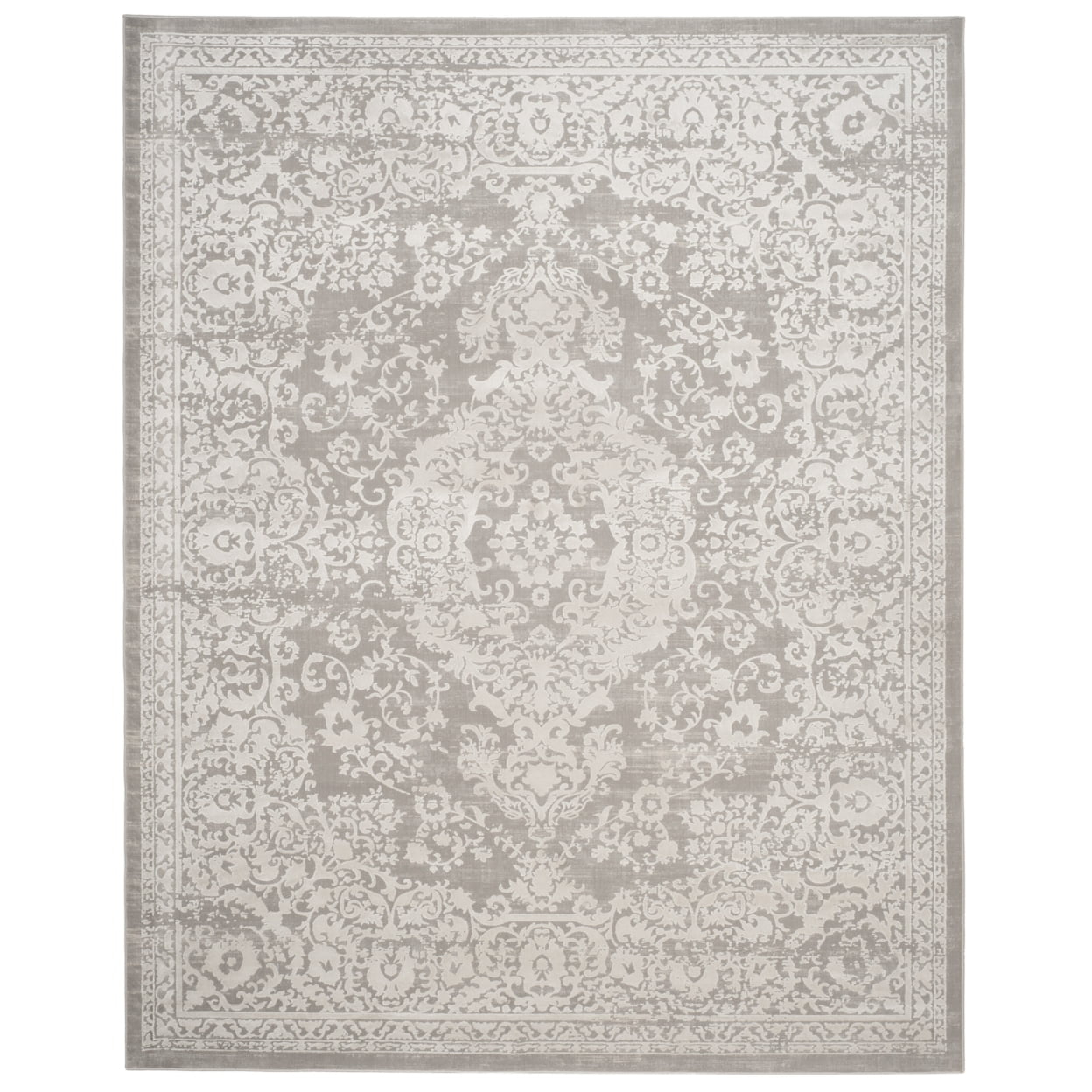 SAFAVIEH Princeton Weldon Floral Bordered Area Rug, Grey/Beige, 9' x 12'
