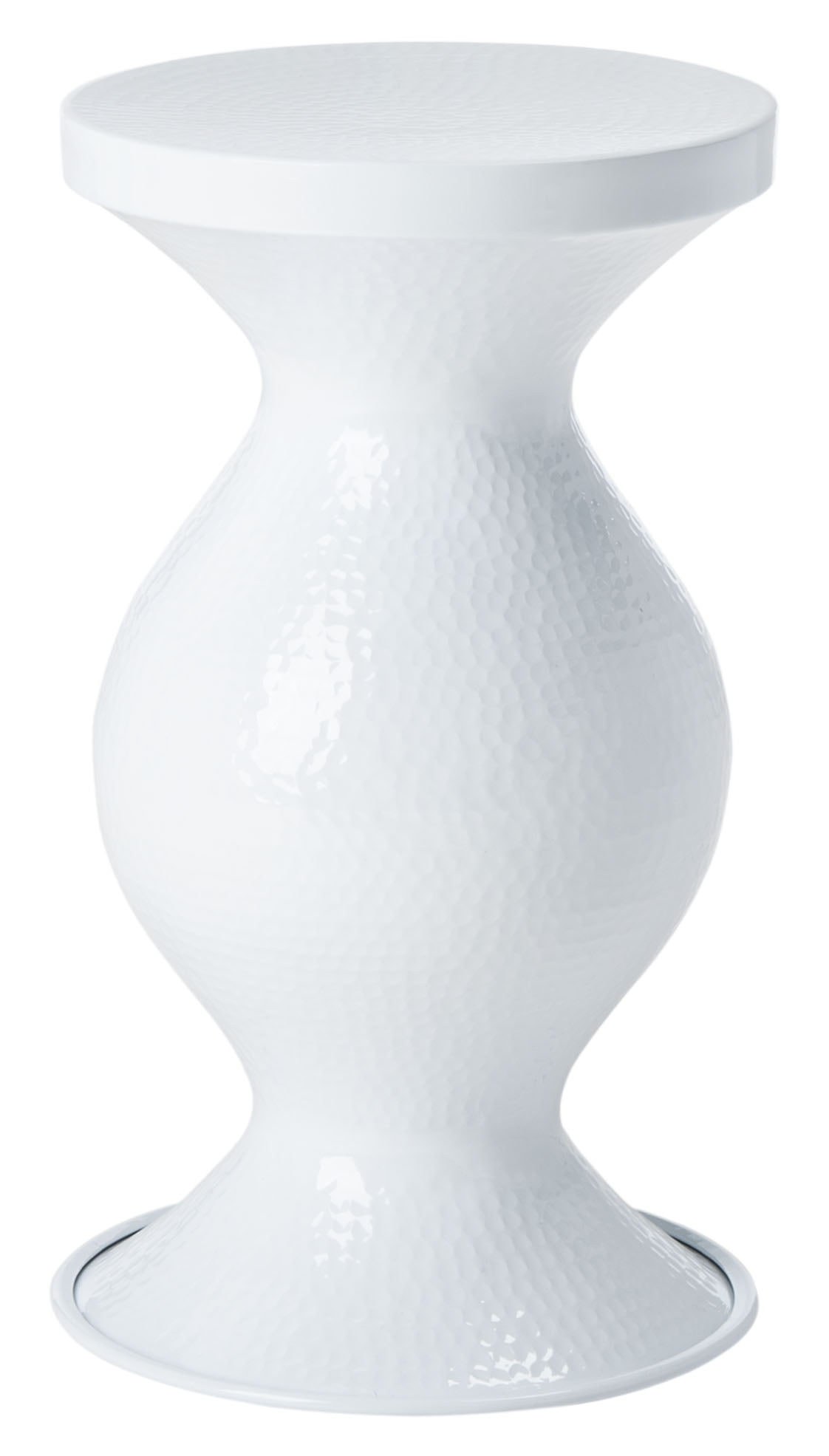 SAFAVIEH Radium Mid-Century Small Hammered Stool, White (12.3 in. W x 12.3 in. D x 21.8 in. H)