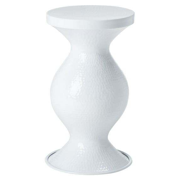 SAFAVIEH Radium Mid-Century Small Hammered Stool, White (12.3 in. W x 12.3 in. D x 21.8 in. H)
