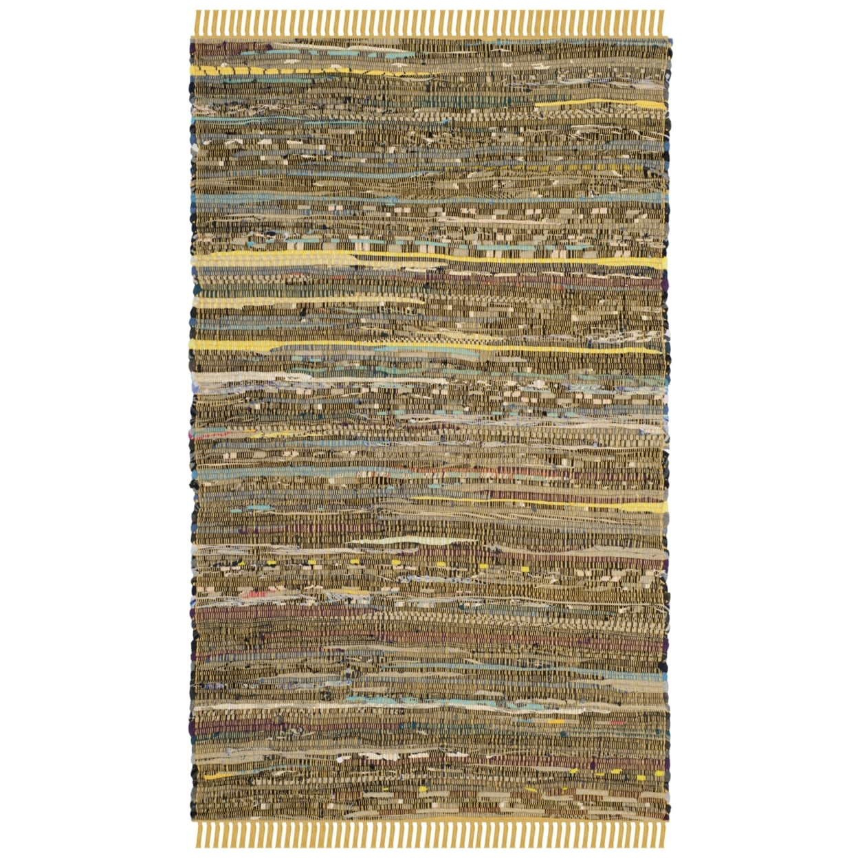 SAFAVIEH Rag Candis Striped Cotton Area Rug, Yellow/Multi, 2' x 3'