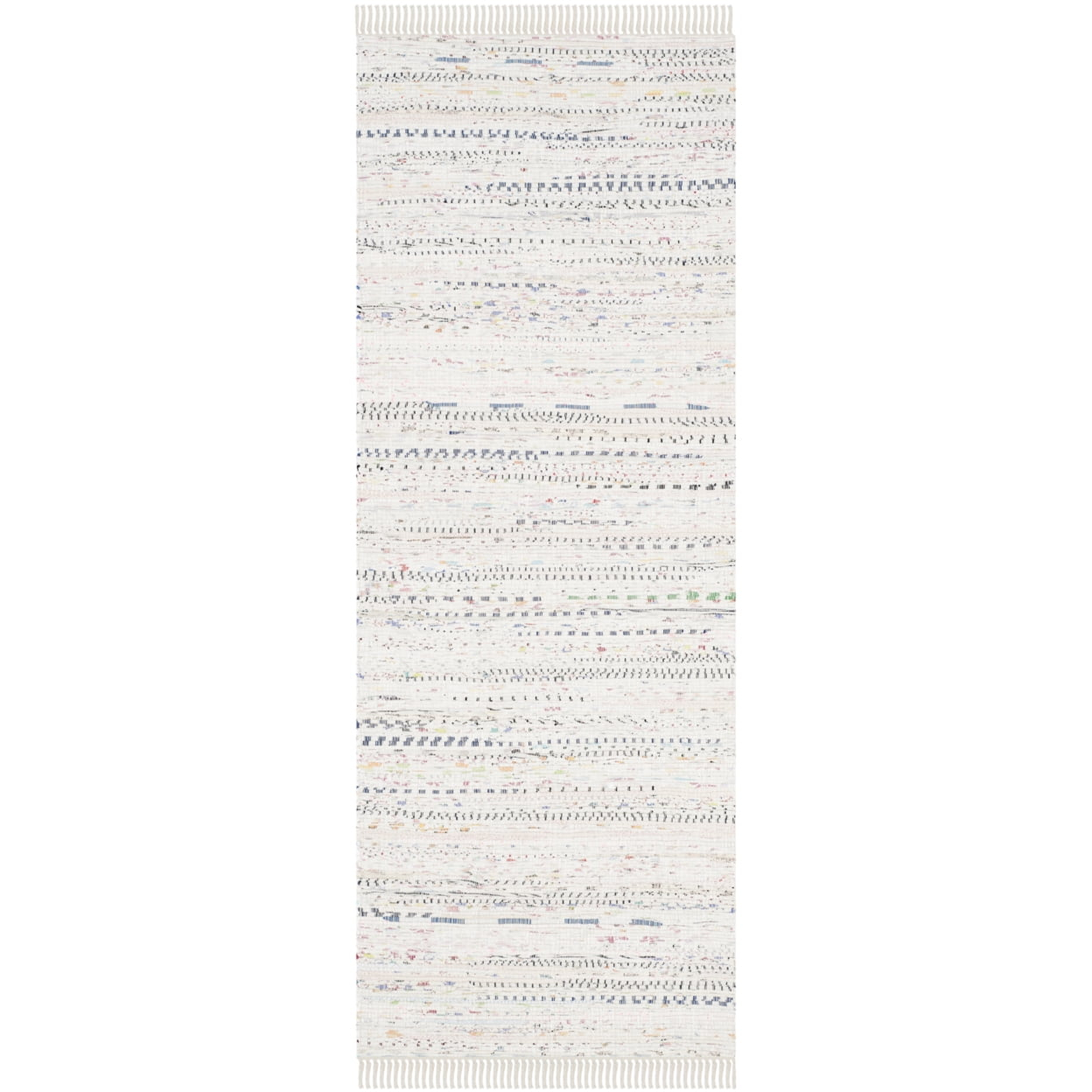 SAFAVIEH Rag Robynne Striped Cotton Runner Rug, Ivory/Multi, 2'3" x 16'