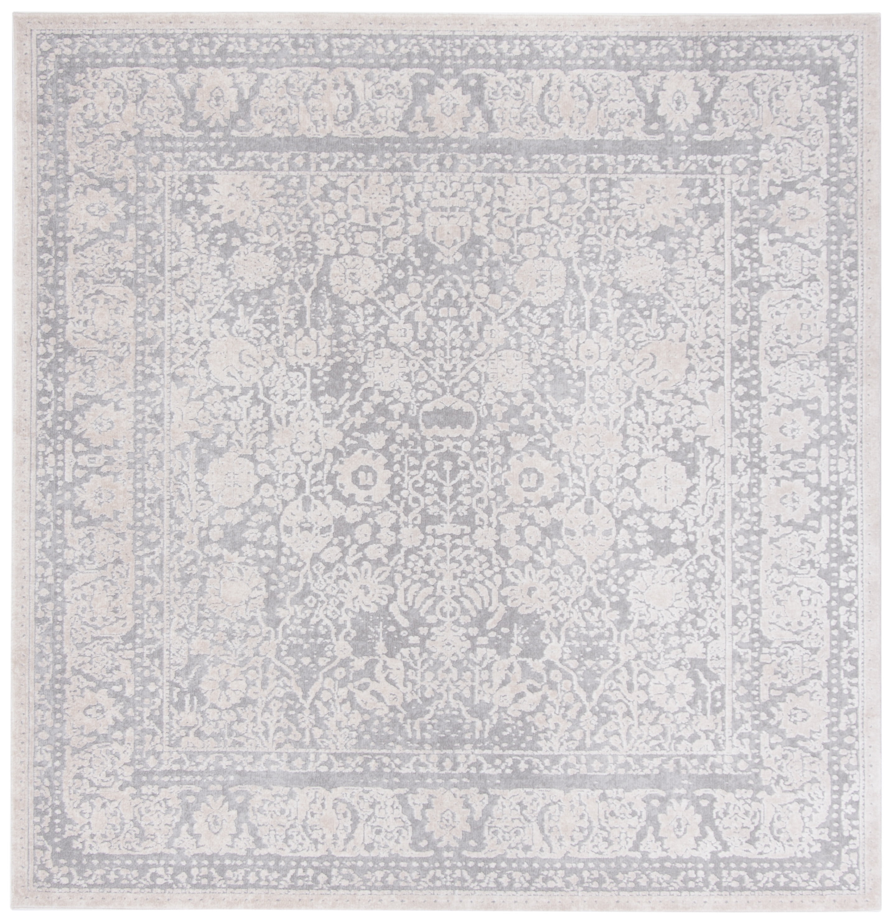 SAFAVIEH Reflection Lynna Traditional Area Rug, Light Grey/Cream, 8' x 8' Square
