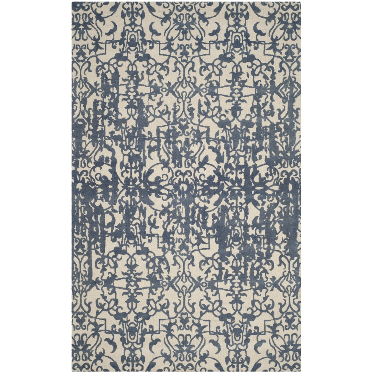 SAFAVIEH Restoration Vintage Alannah Floral Wool Area Rug, Ivory/Blue, 4' x 6'