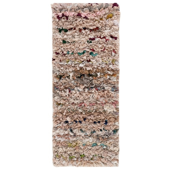 SAFAVIEH Rio Dallas Geometric Polyester Shag Runner Rug, Blush, 2'3" x 6'