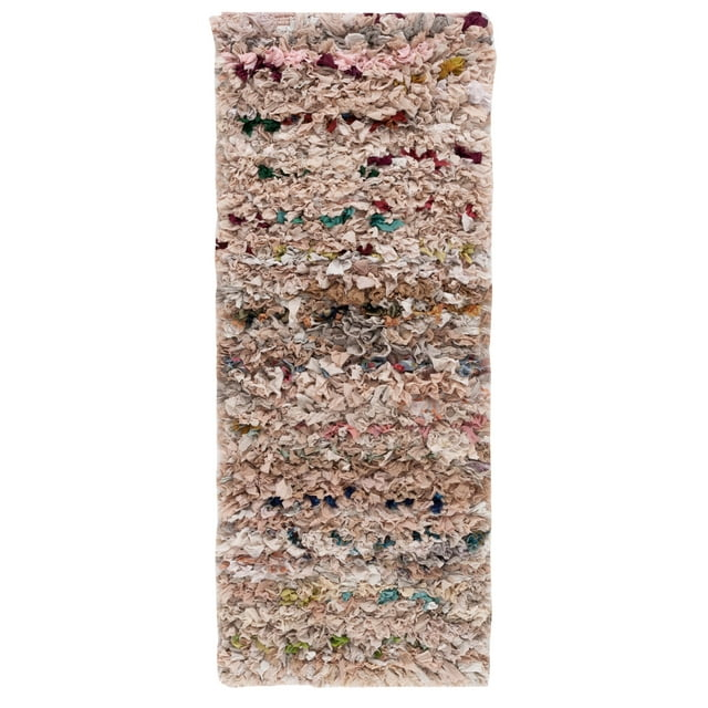 SAFAVIEH Rio Dallas Geometric Polyester Shag Runner Rug, Blush, 2'3" x 6'