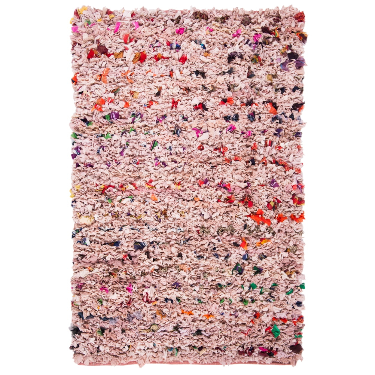 SAFAVIEH Rio Dallas Geometric Polyester Shag Runner Rug, Blush, 2'3" x 6'