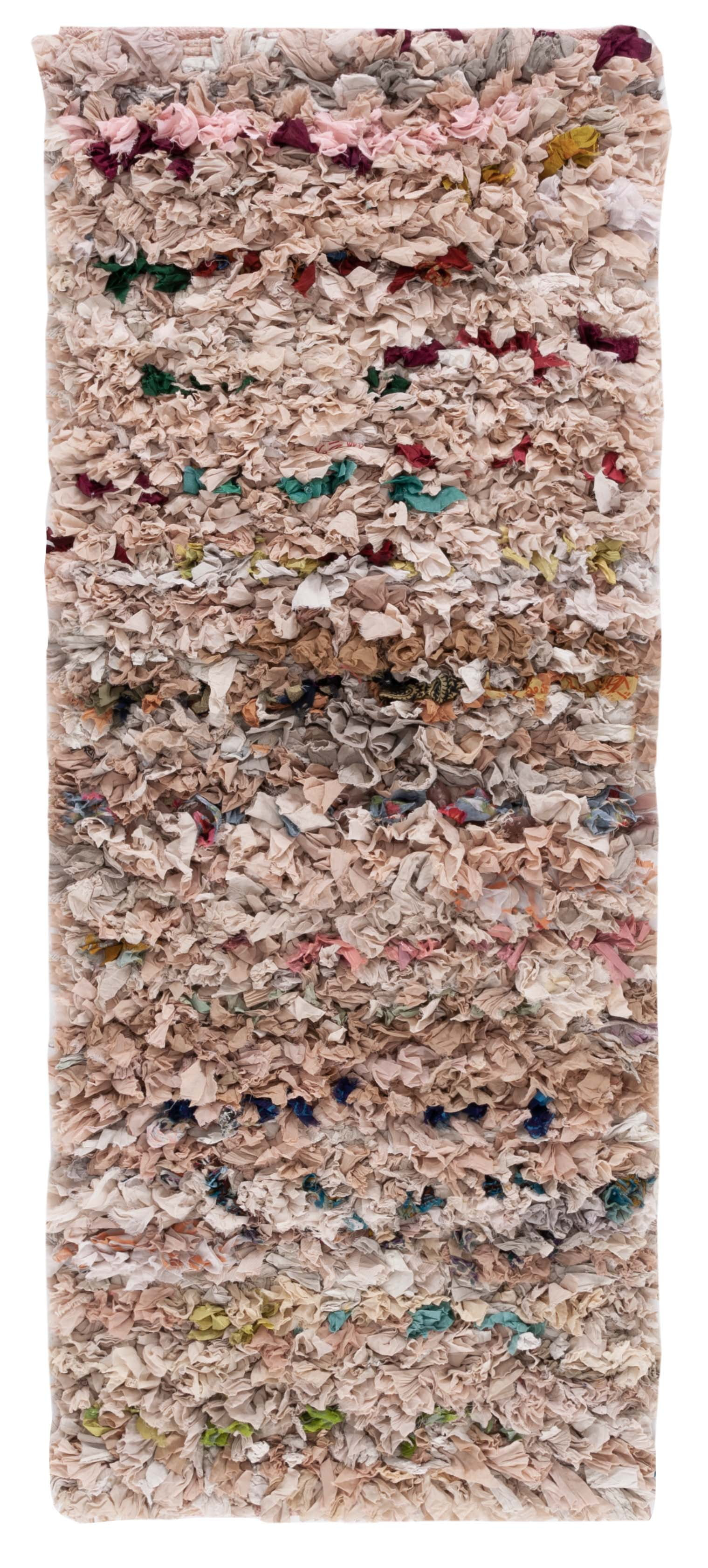 SAFAVIEH Rio Dallas Geometric Polyester Shag Runner Rug, Blush, 2'3" x 6'