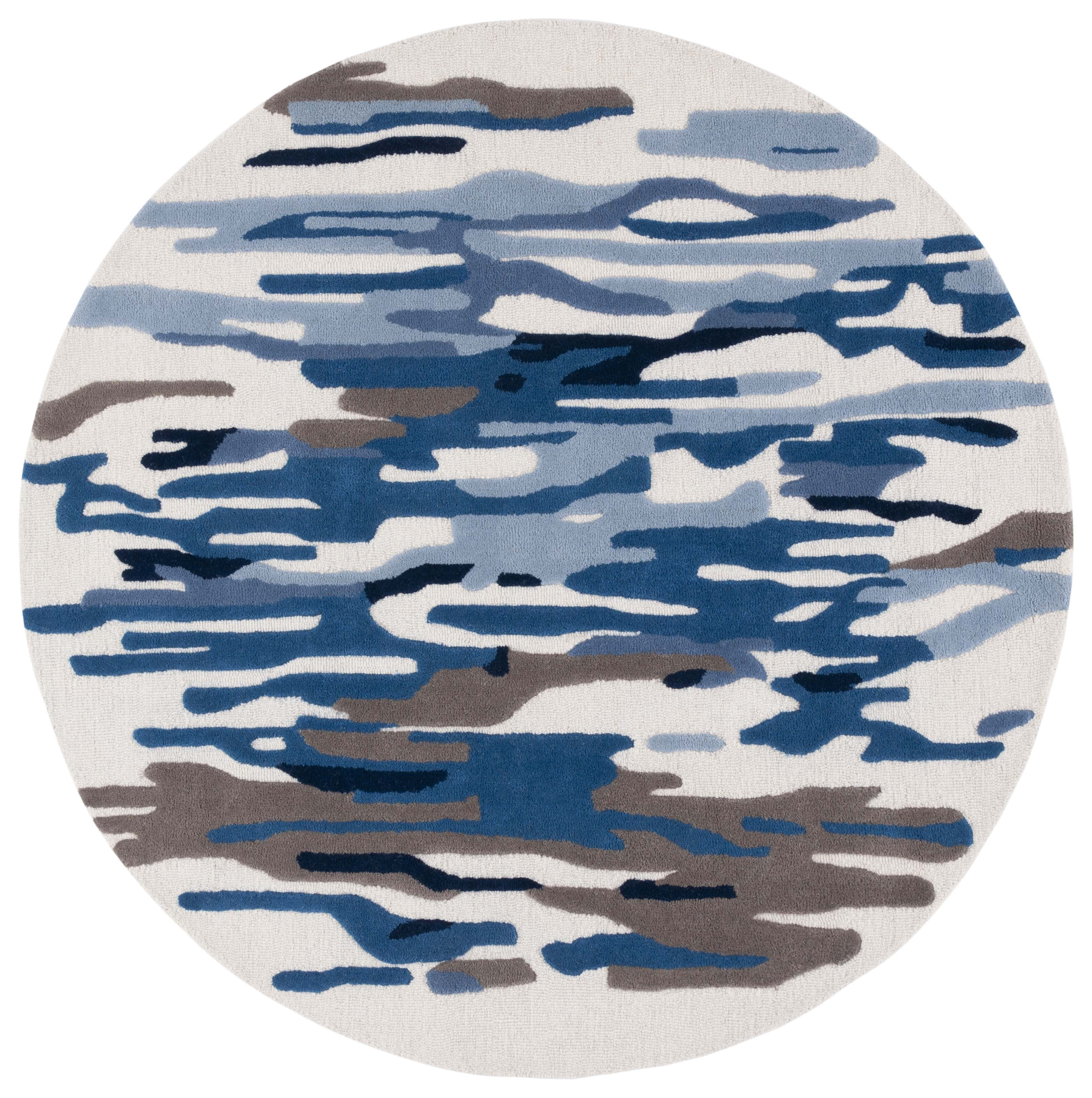 Rodeo Drive RD858 Hand Tufted Area Rug - Ivory/Blue - 6' Round - Safavieh.