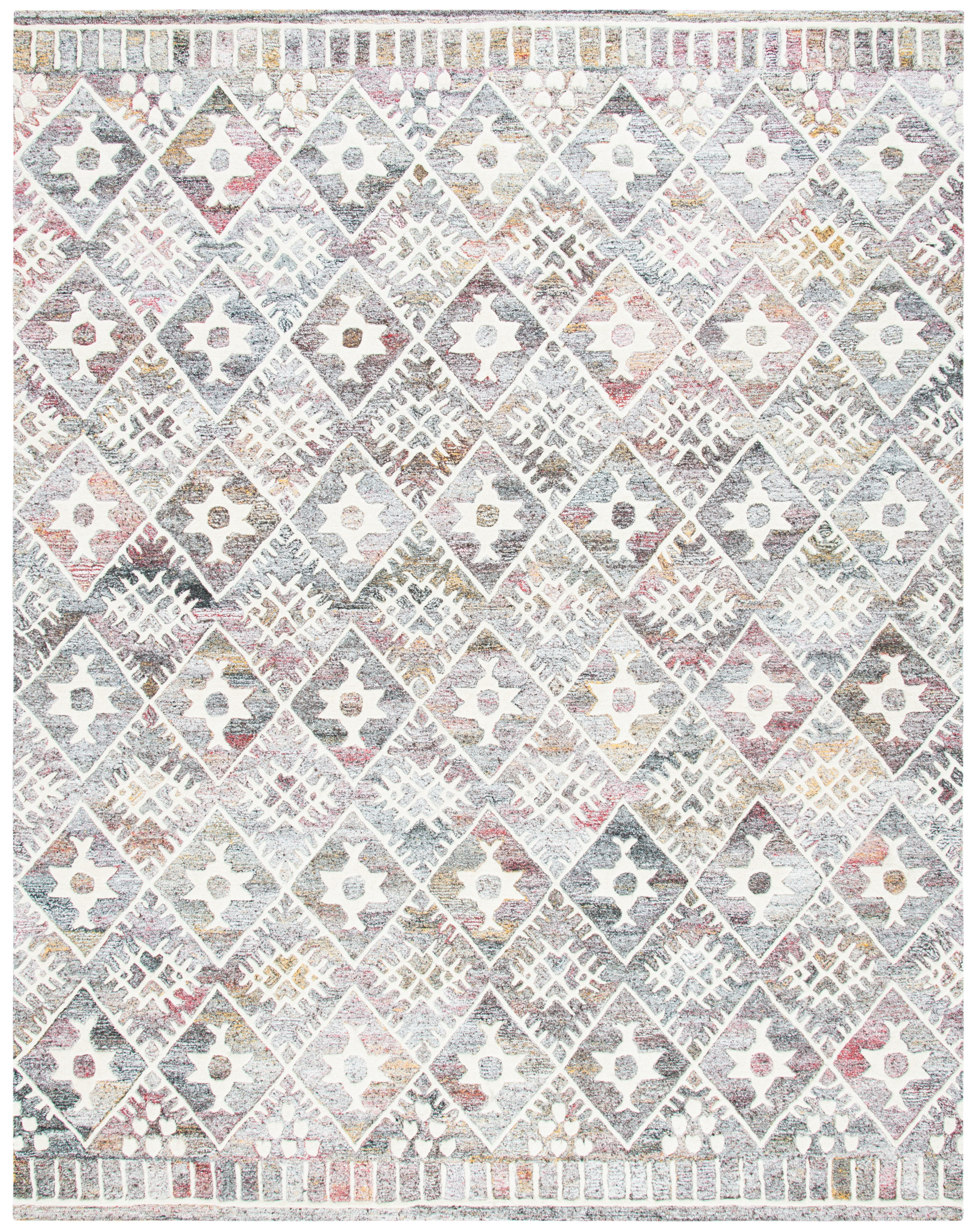 SAFAVIEH Roslyn Desi Geometric Area Rug, Red/Ivory, 9' x 12'