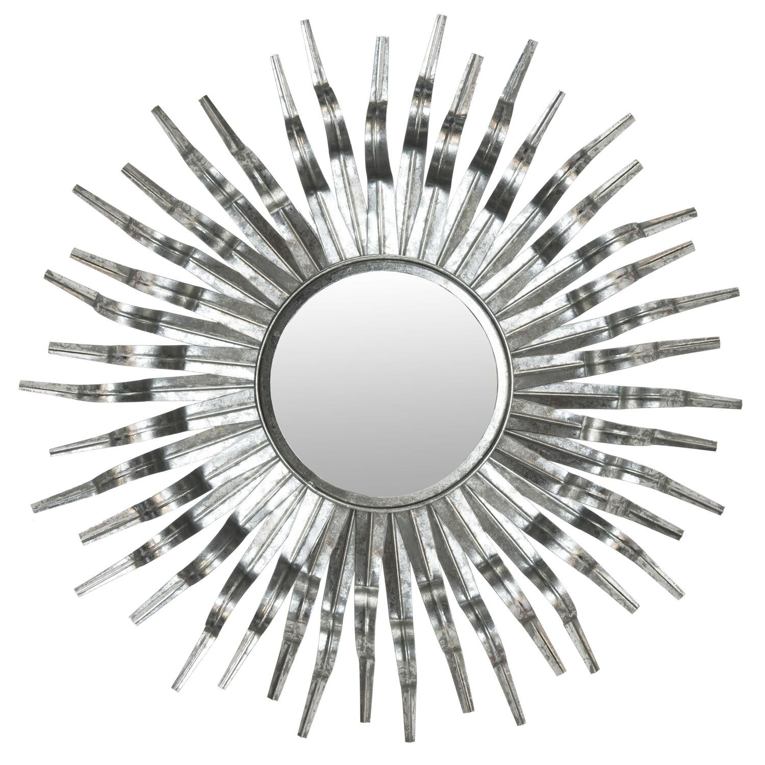 SAFAVIEH Round Metallic Sunburst Wall Mirror, Silver
