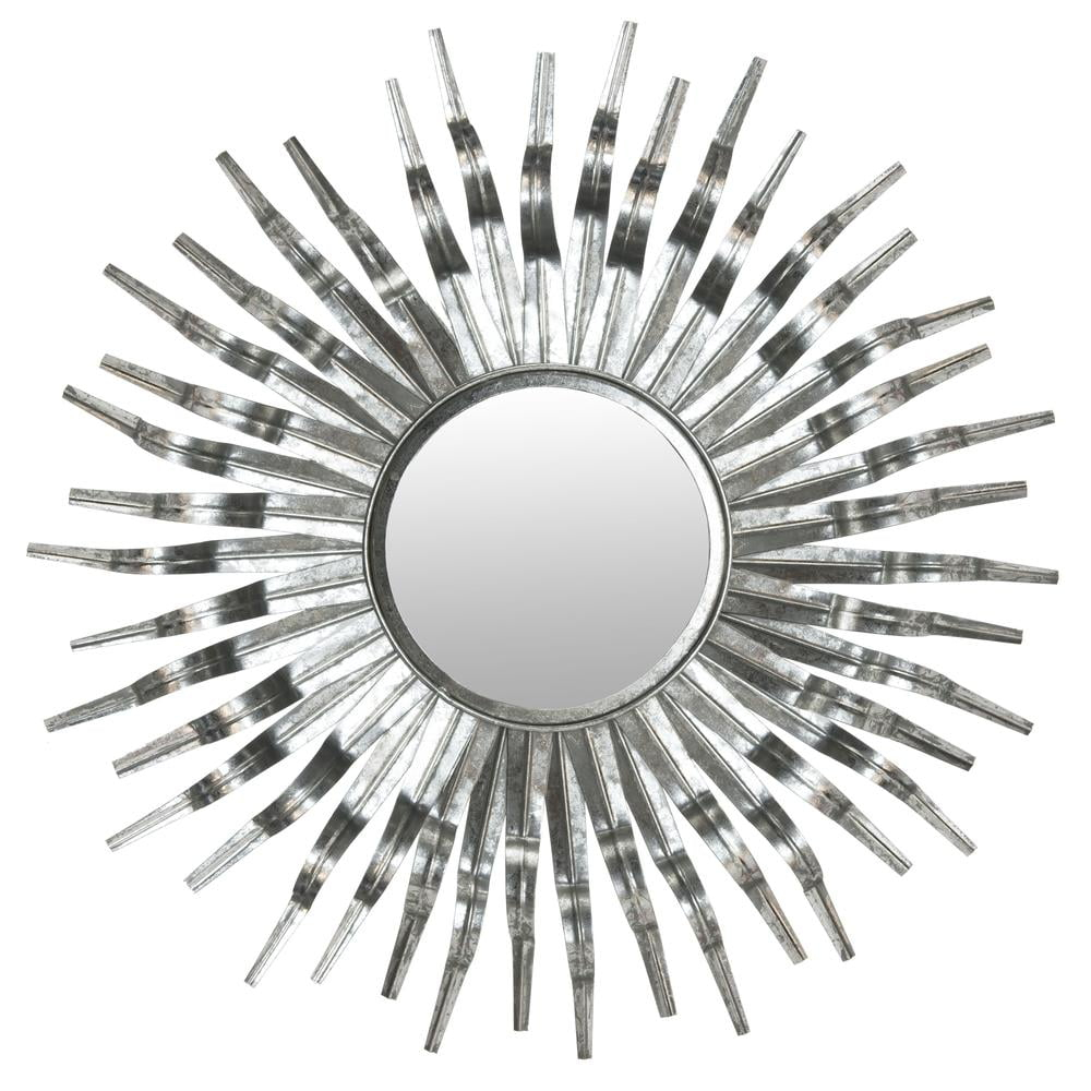 SAFAVIEH Round Metallic Sunburst Wall Mirror, Silver