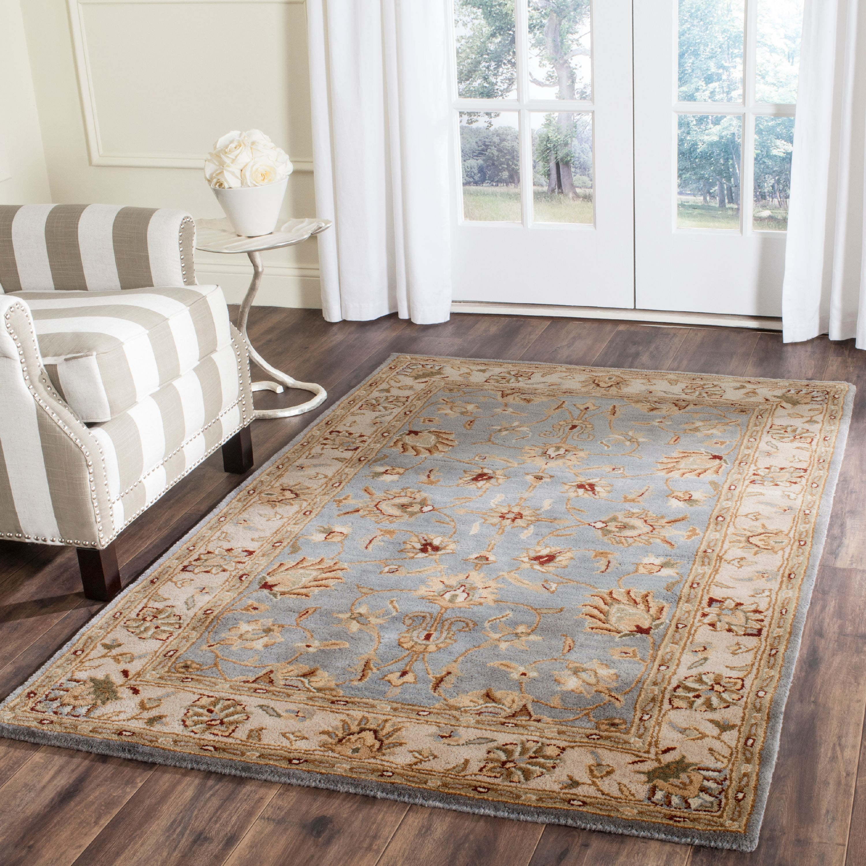 Royalty ROY343 Hand Tufted Area Rug - Blue/Beige - 7'x7' - Safavieh.