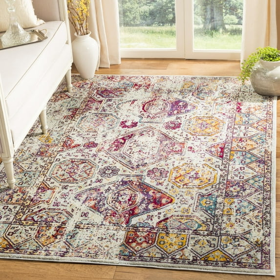 SAFAVIEH Savannah Baldric Faded Transitional Polyester Area Rug, Grey, 9' x 12'