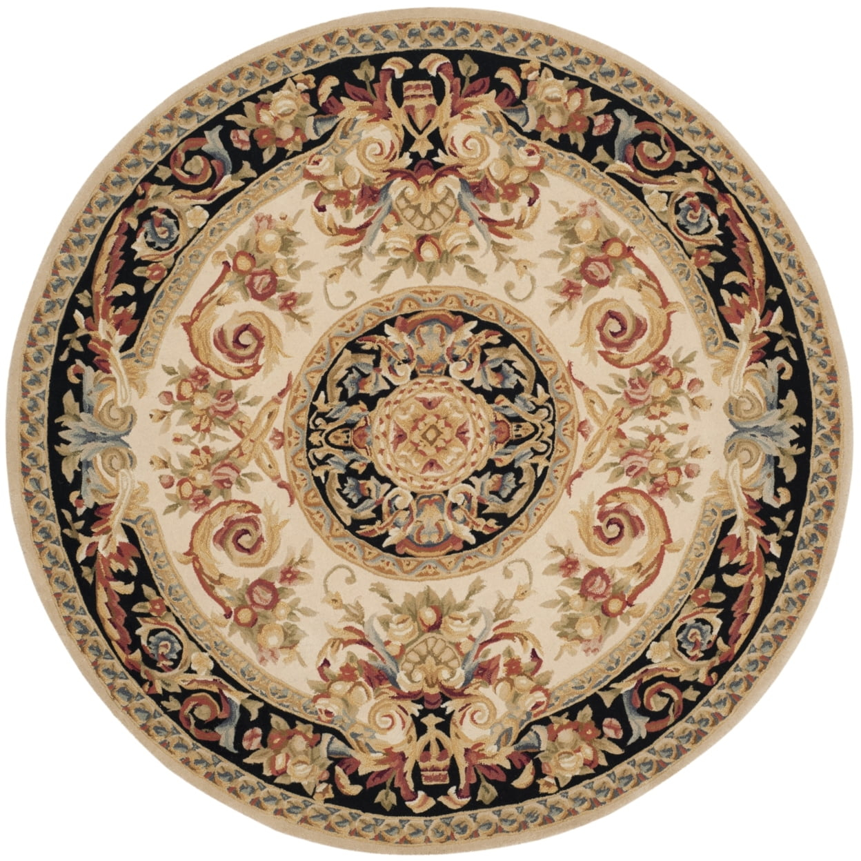 Savonnerie SAV206 Hand Tufted Area Rug - Ivory/Gold - 6' Round - Safavieh.