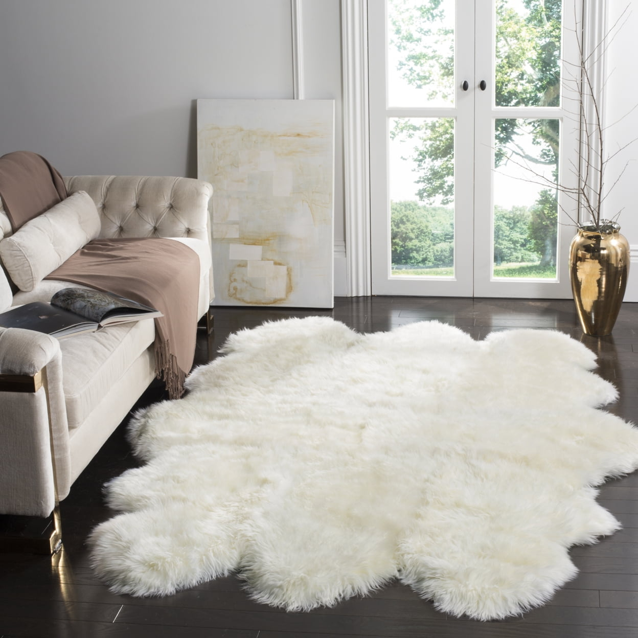 SAFAVIEH Sheep Skin Tiana Sheep Skin Area Rug, White, 3' x 5' Specialty