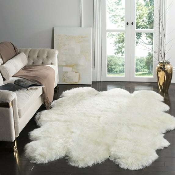 SAFAVIEH Sheep Skin Tiana Sheep Skin Area Rug, White, 3' x 5' Specialty