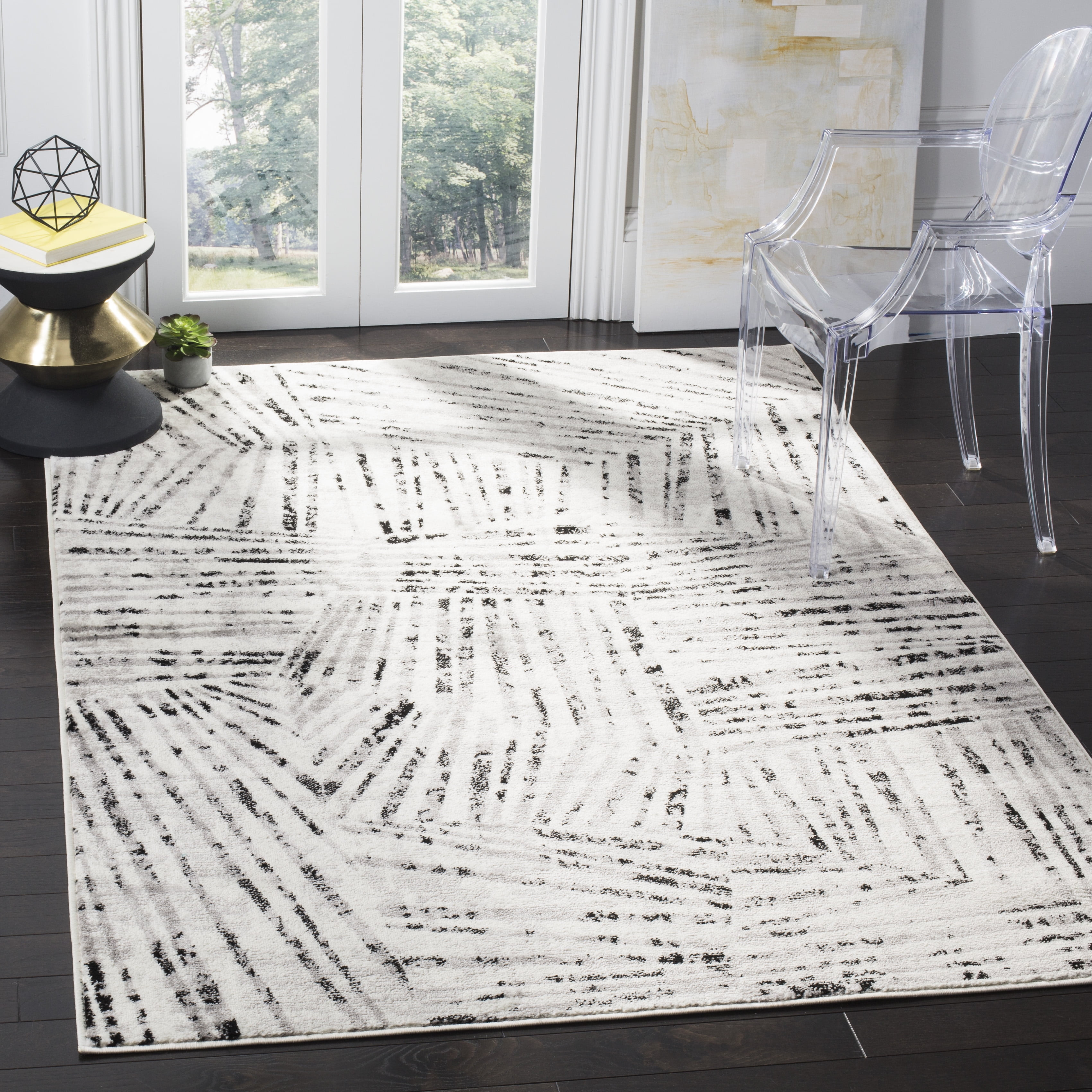 SAFAVIEH Skyler Carlene Geometric Area Rug, Grey/Ivory, 9' x 12'