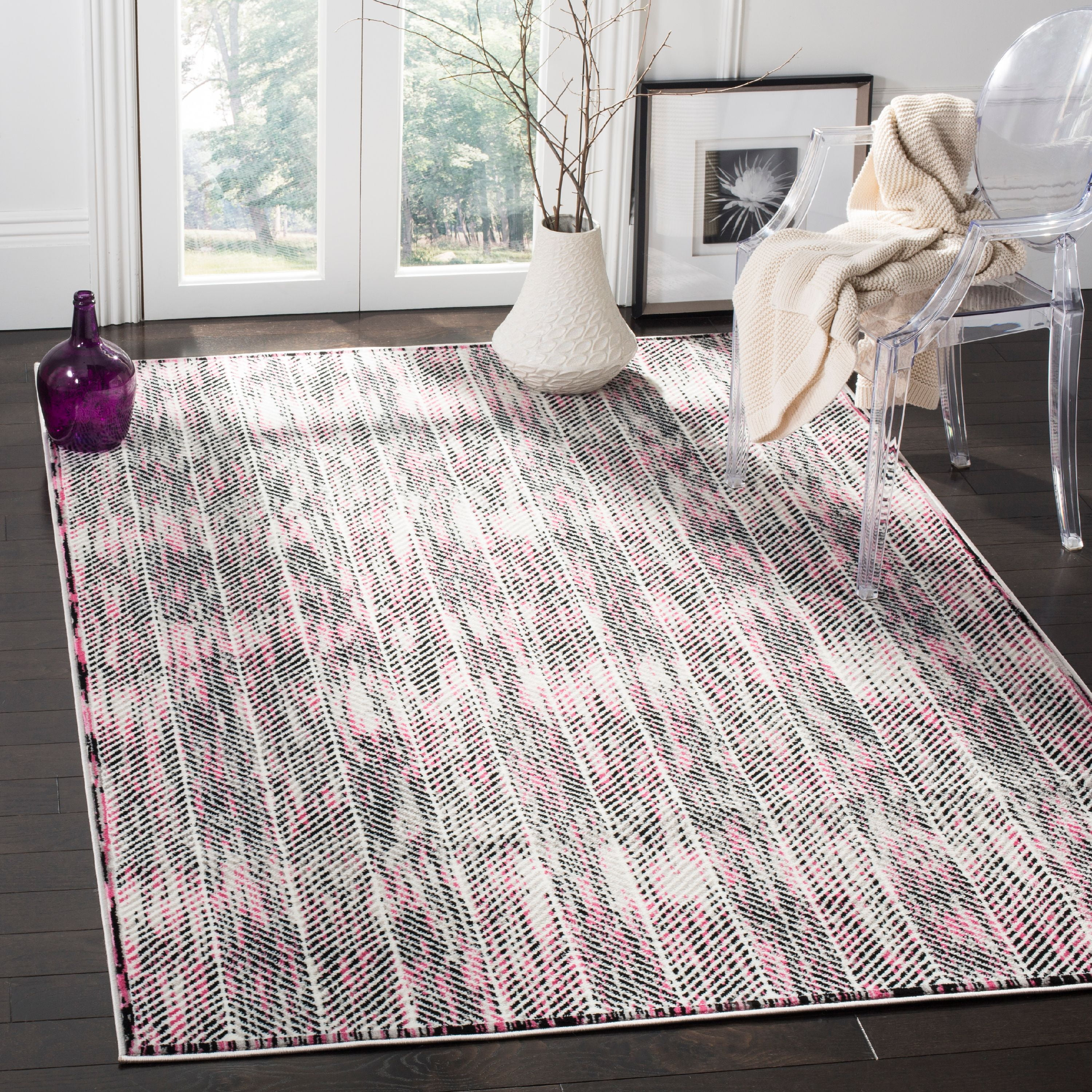 SAFAVIEH Skyler Catriona Striped Area Rug, Grey/Pink, 4' x 6'