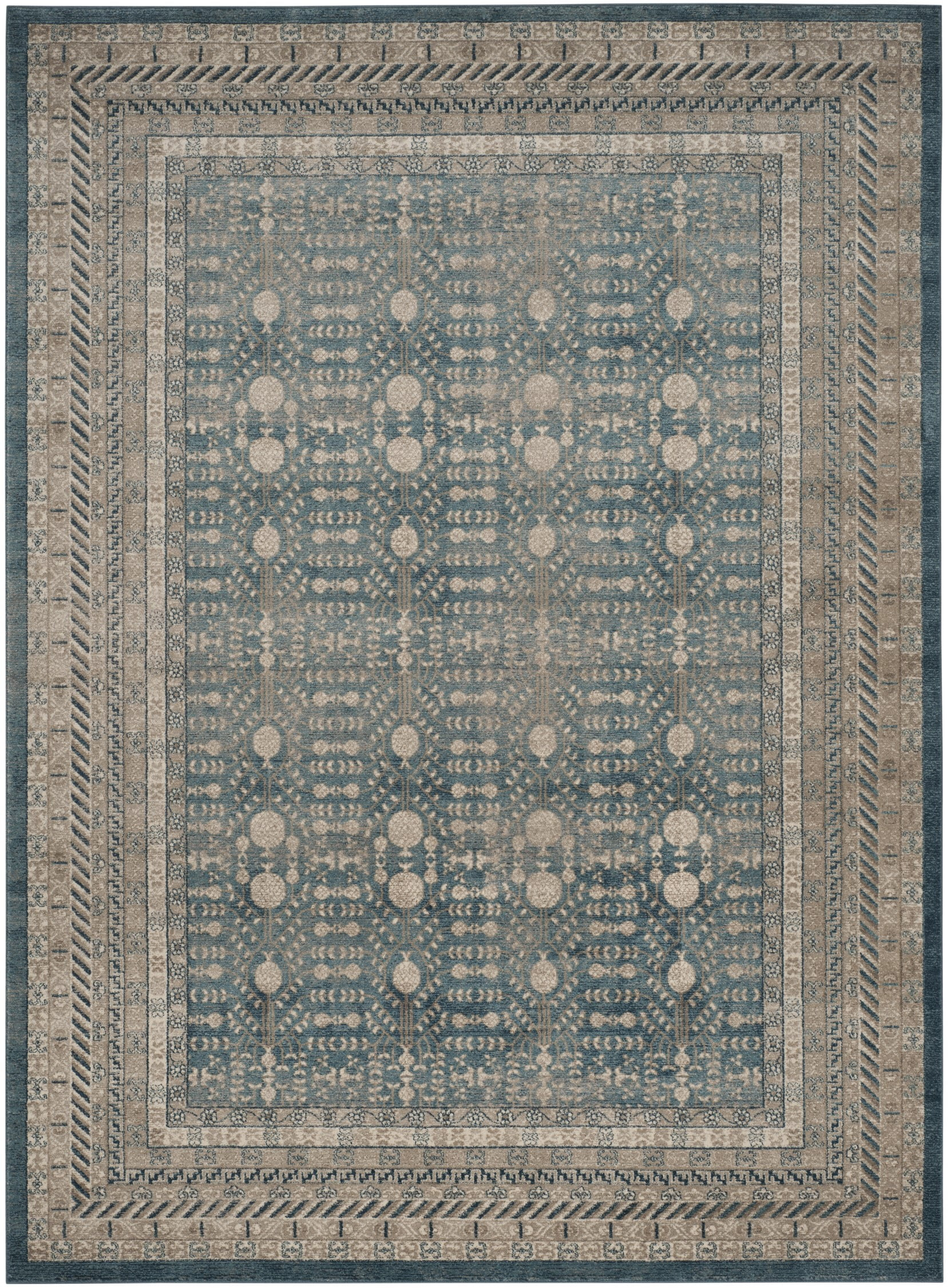 SAFAVIEH Sofia Cionadogh Border Area Rug, Blue/Beige, 9' x 12'