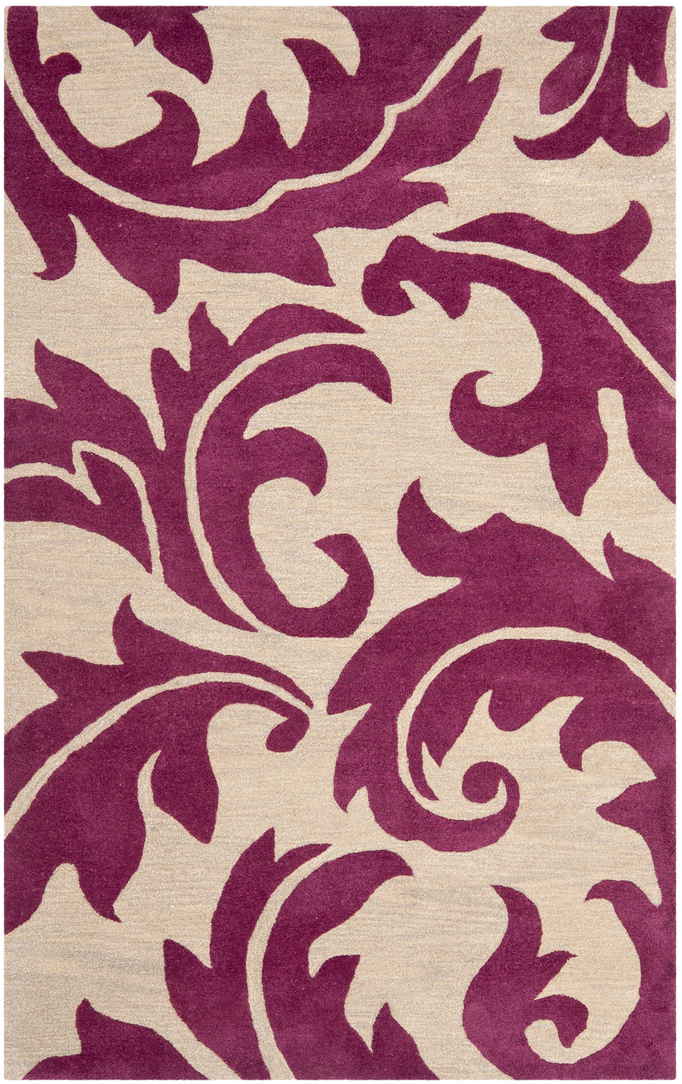 SAFAVIEH Soho Blair Floral Wool Area Rug, Purple/Beige, 7'6" x 9'6"