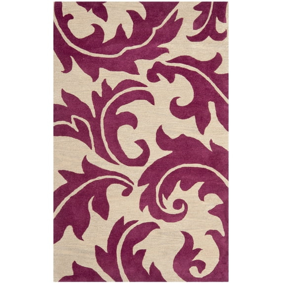 SAFAVIEH Soho Blair Floral Wool Area Rug, Purple/Beige, 7'6" x 9'6"