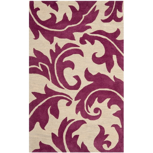 SAFAVIEH Soho Blair Floral Wool Area Rug, Purple/Beige, 7'6" x 9'6"