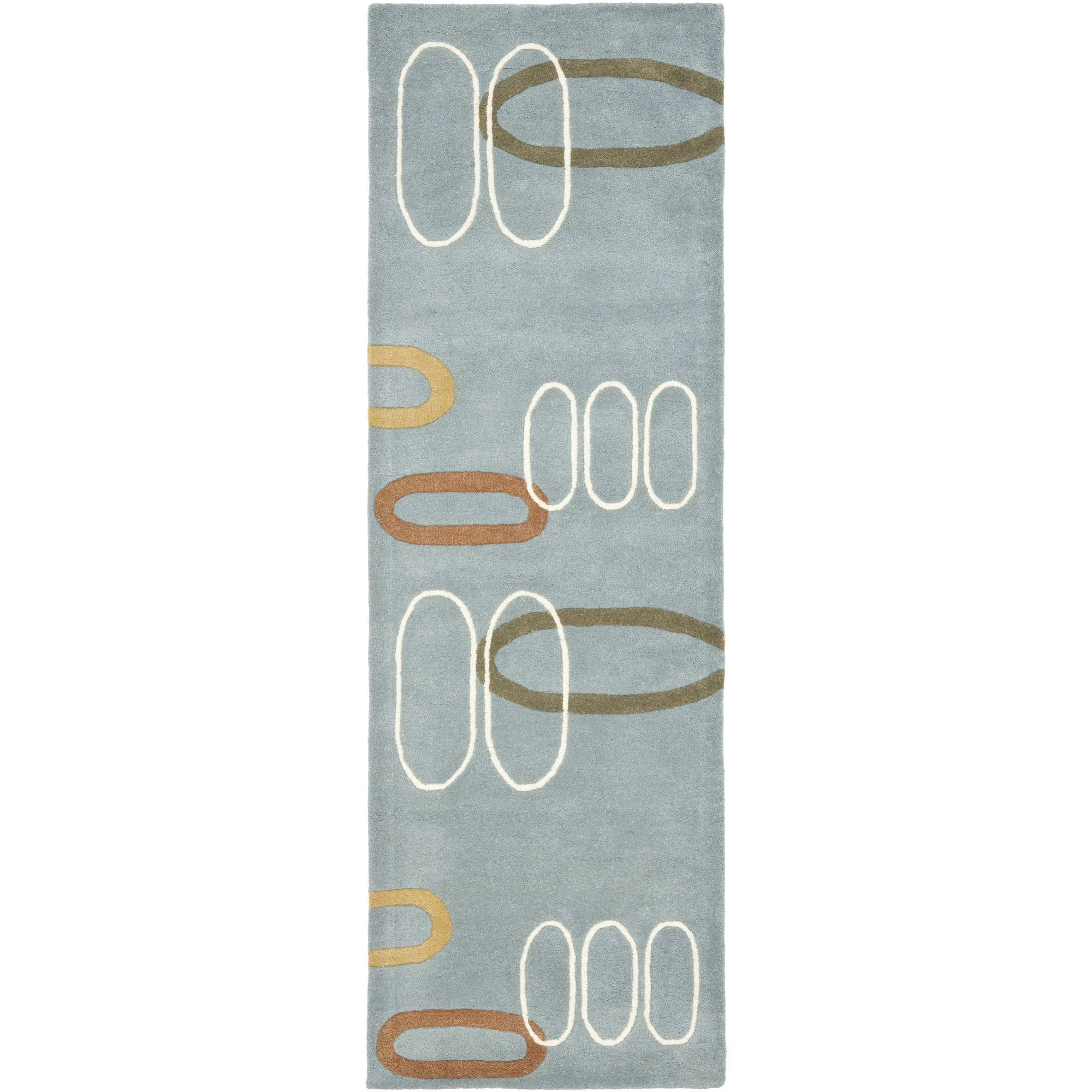 SAFAVIEH Soho Christy Abstract Wool Runner Rug, Blue/Multi, 2'6" x 8'