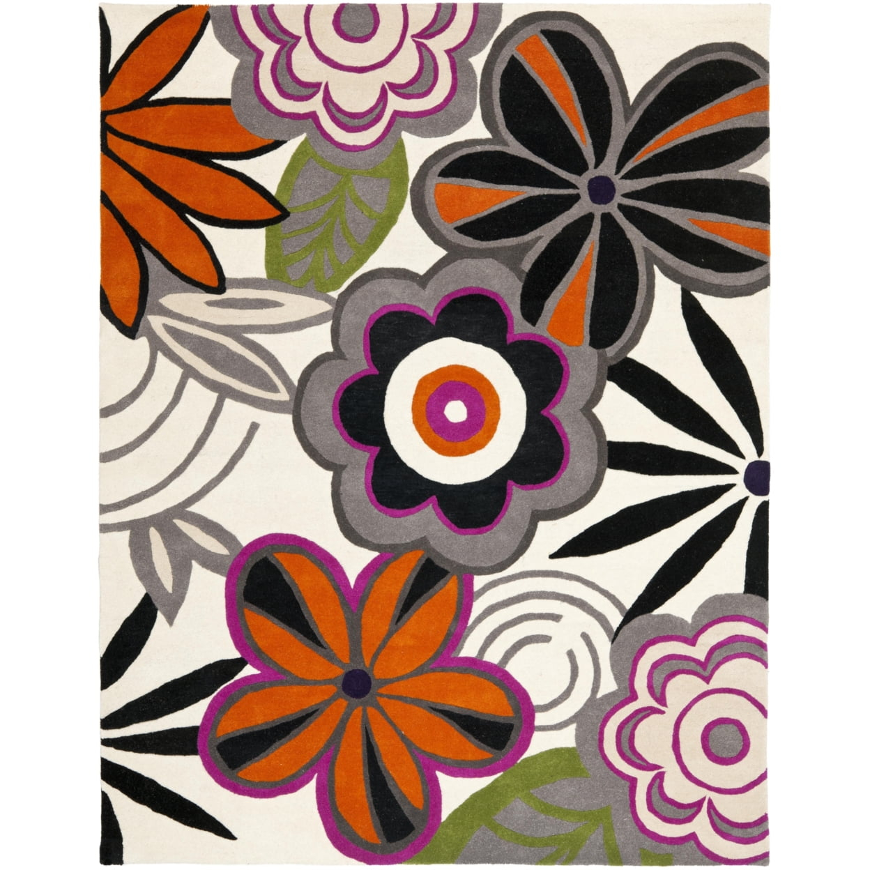 SAFAVIEH Soho Claire Floral Wool Area Rug, Ivory/Multi, 7'6" x 9'6"