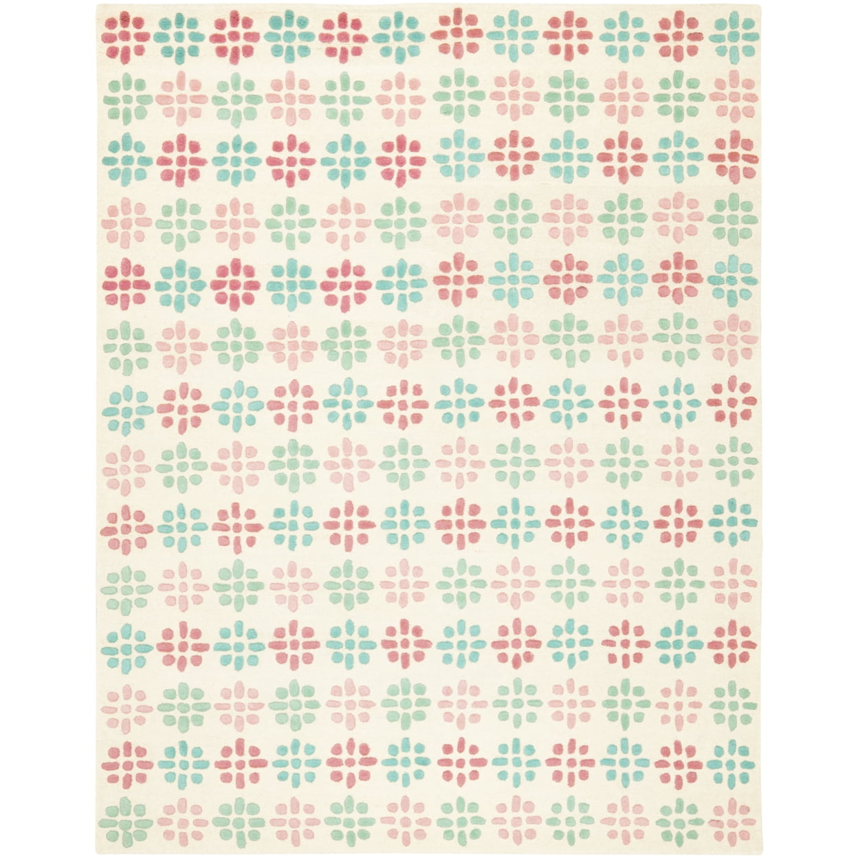 SAFAVIEH Soho Daisy Geometric Wool Area Rug, Ivory/Multi, 6' x 9'