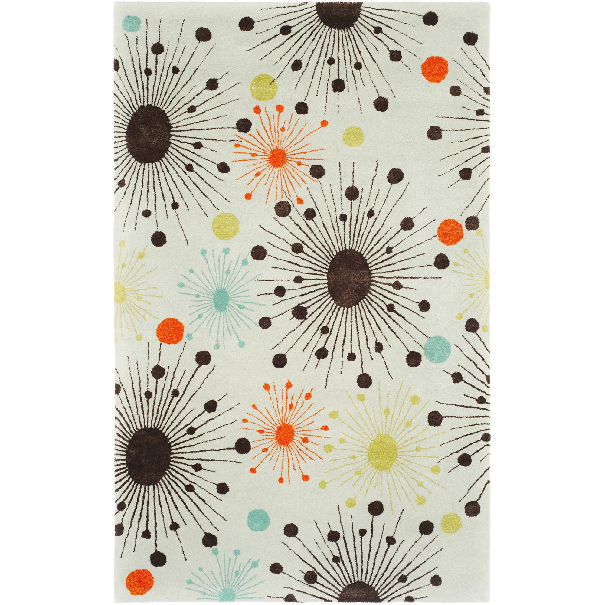 SAFAVIEH Soho Danielle Fire Works Wool Area Rug, Light Blue/Multi, 3'6" x 5'6"