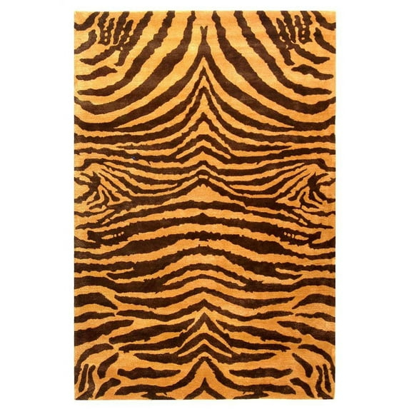 SAFAVIEH Soho Eglantine Animal Striped Wool Runner Rug, Brown/Gold, 2'6" x 12'