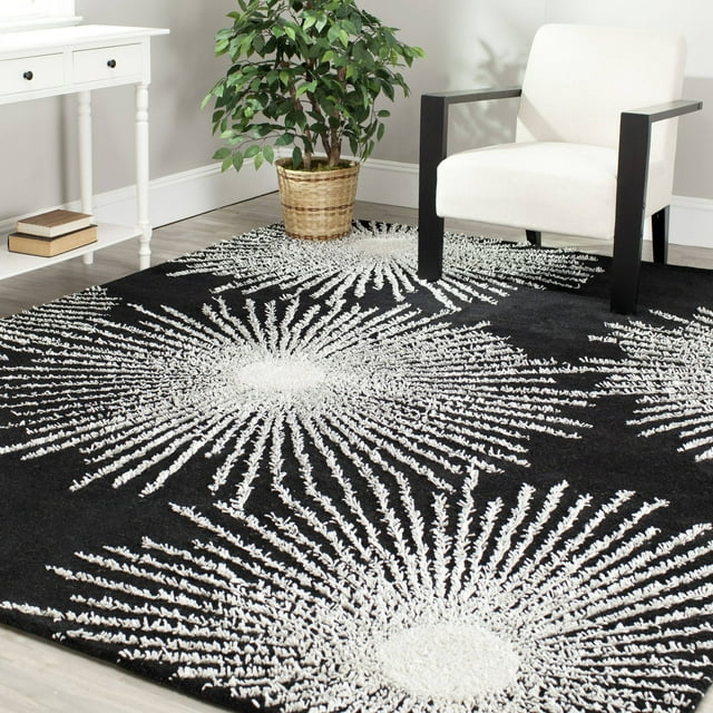 SAFAVIEH Soho Fiesta Celebration Wool Area Rug, Black/White, 9'6" x 13'6"