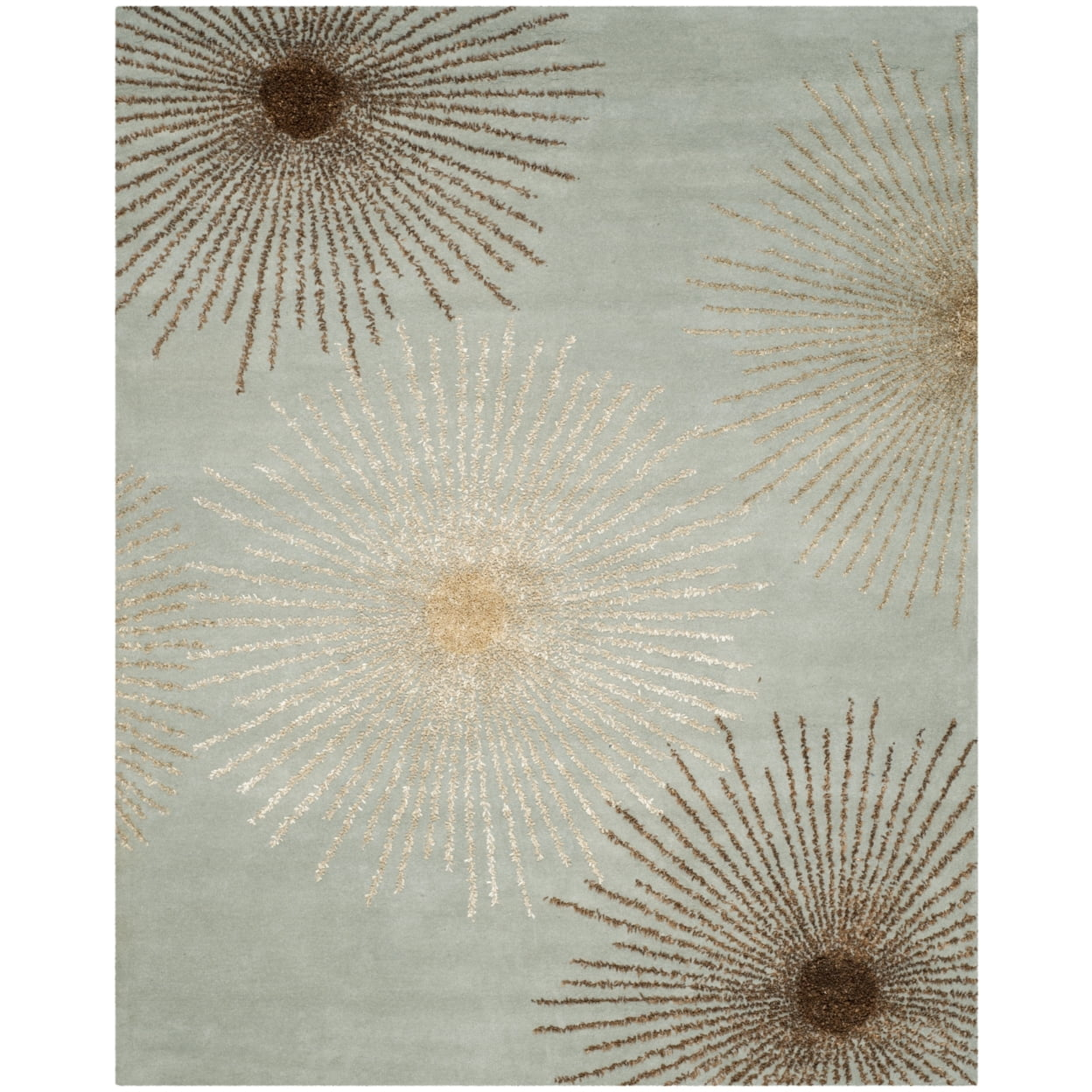 SAFAVIEH Soho Fiesta Celebration Wool Area Rug, Light Blue/Multi, 8' x 10'