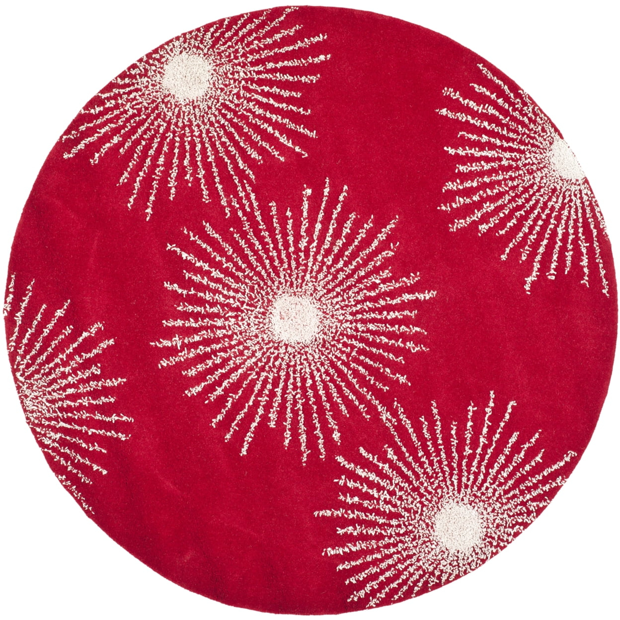 Soho SOH712 Hand Tufted Area Rug - Red/Ivory - 6' Round - Safavieh.