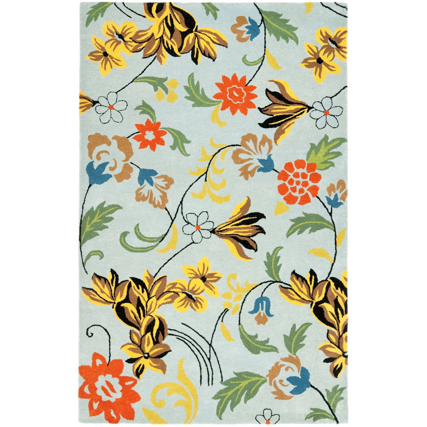 SAFAVIEH Soho Heath Floral Wool Area Rug, Blue/Multi, 6' x 9'