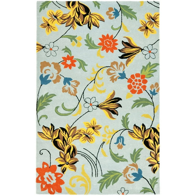 SAFAVIEH Soho Heath Floral Wool Area Rug, Blue/Multi, 6' x 9'