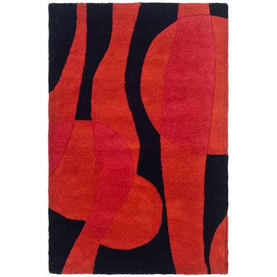 SAFAVIEH Soho Josie Geometric Wool Area Rug, Black/Red, 2' x 3'