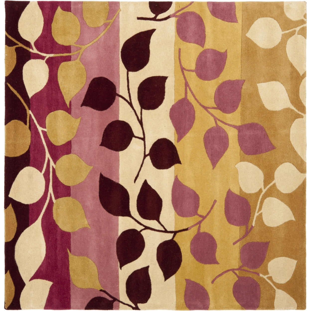 SAFAVIEH Soho Martha Floral Wool Area Rug, Red/Gold, 6' x 6' Square