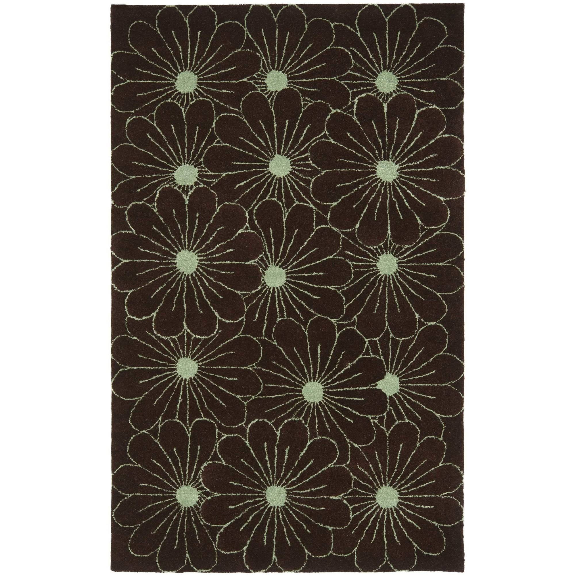 SAFAVIEH Soho Megan Floral Wool Area Rug, Brown/Teal, 7'6" x 9'6"