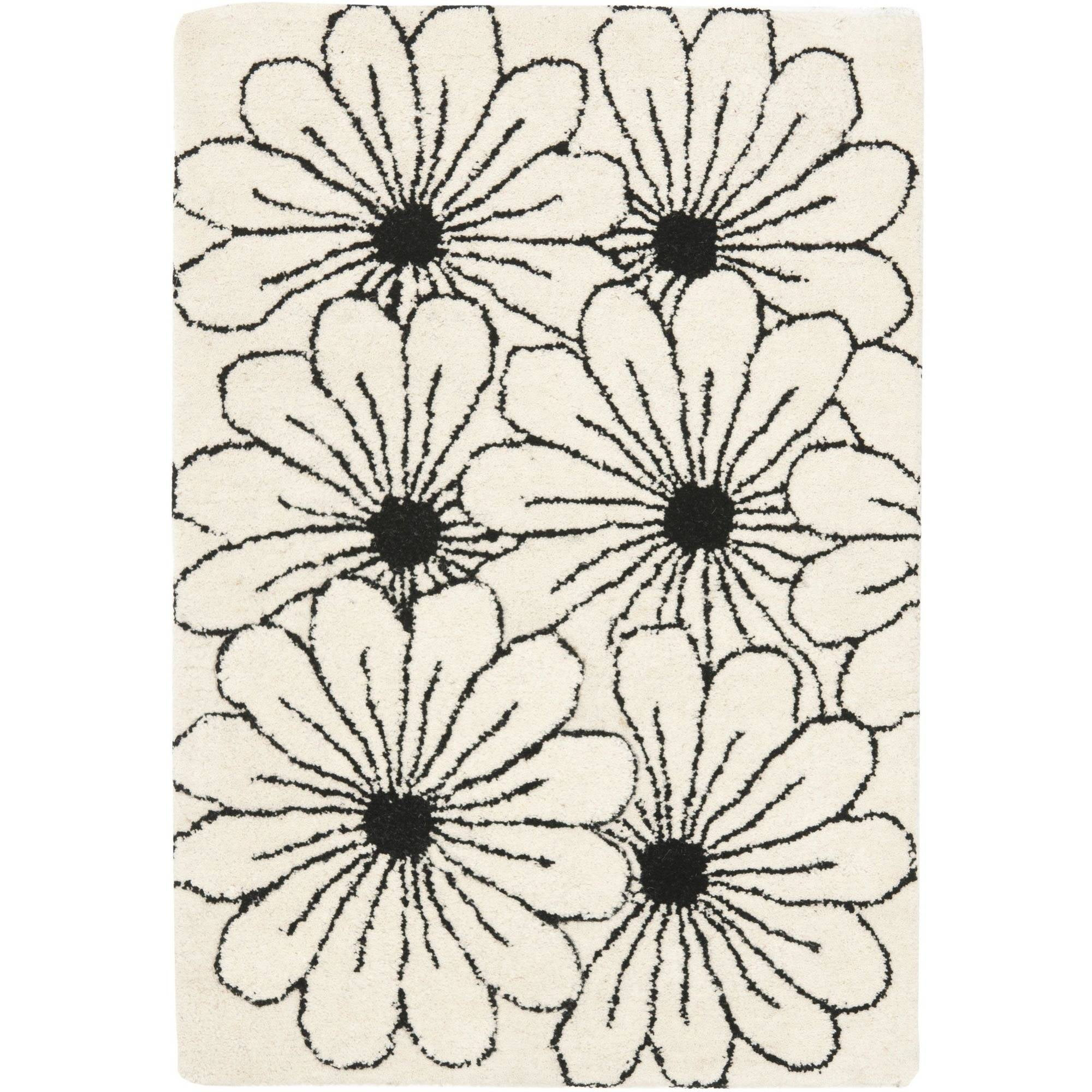 SAFAVIEH Soho Megan Floral Wool Area Rug, Ivory/Black, 2' x 3'
