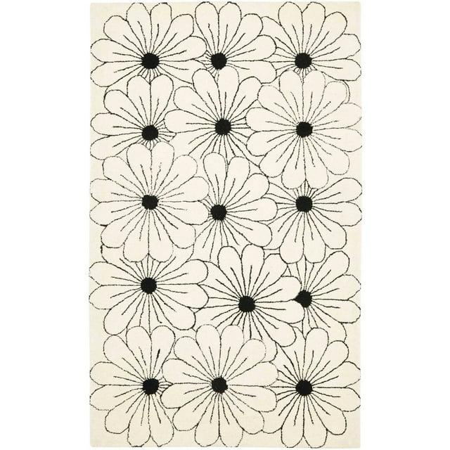 SAFAVIEH Soho Megan Floral Wool Area Rug, Ivory/Black, 5' x 8'