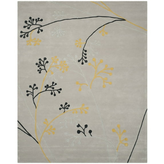 SAFAVIEH Soho Piper Floral Wool Area Rug, Grey, 8' x 8' Round