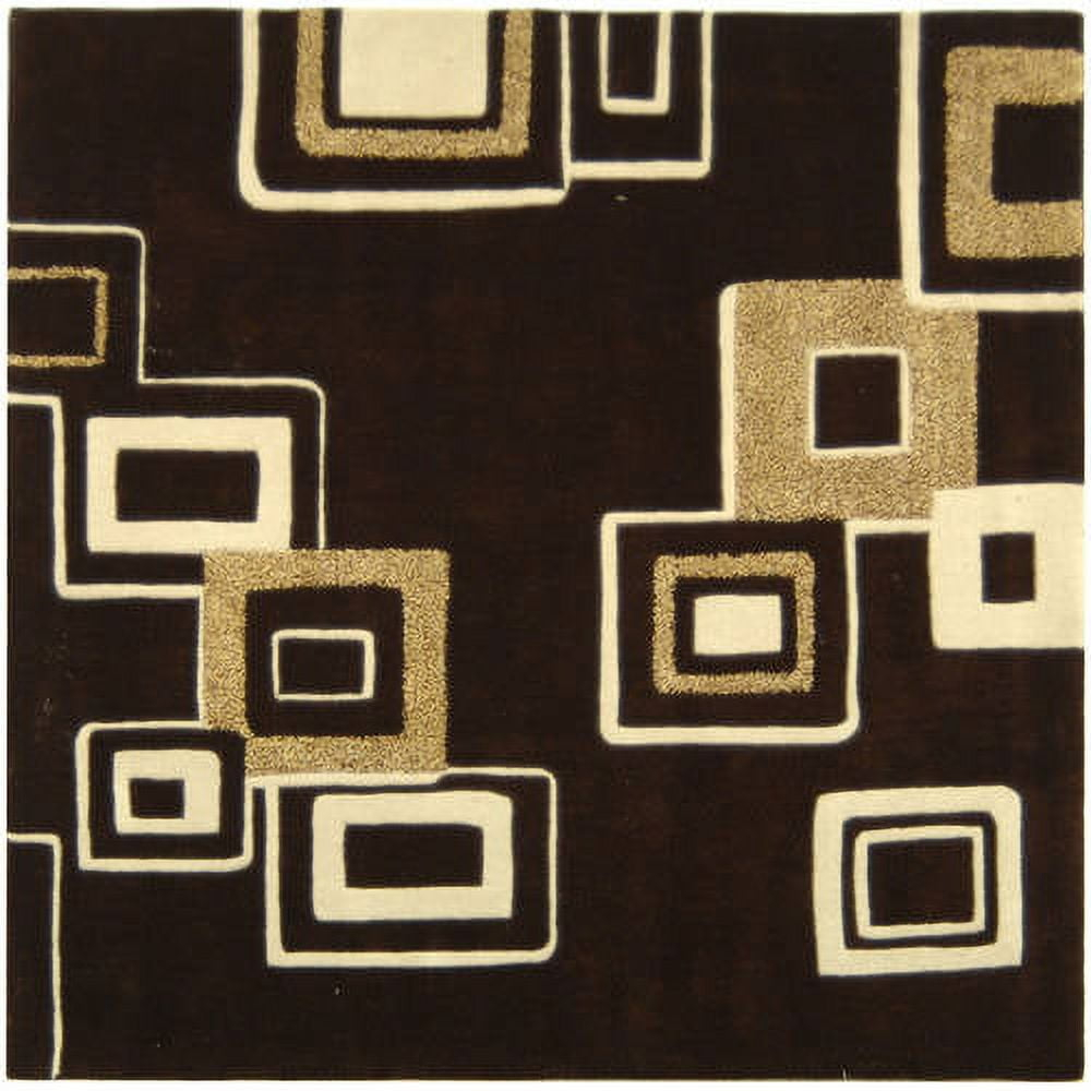 SAFAVIEH Soho Samia Geometric Wool Area Rug, Brown/Beige, 6' x 6' Square