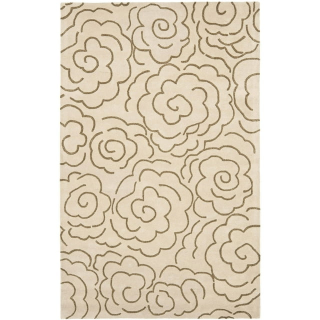 SAFAVIEH Soho Trinity Floral Wool Area Rug, Beige/Multi, 5' x 8'