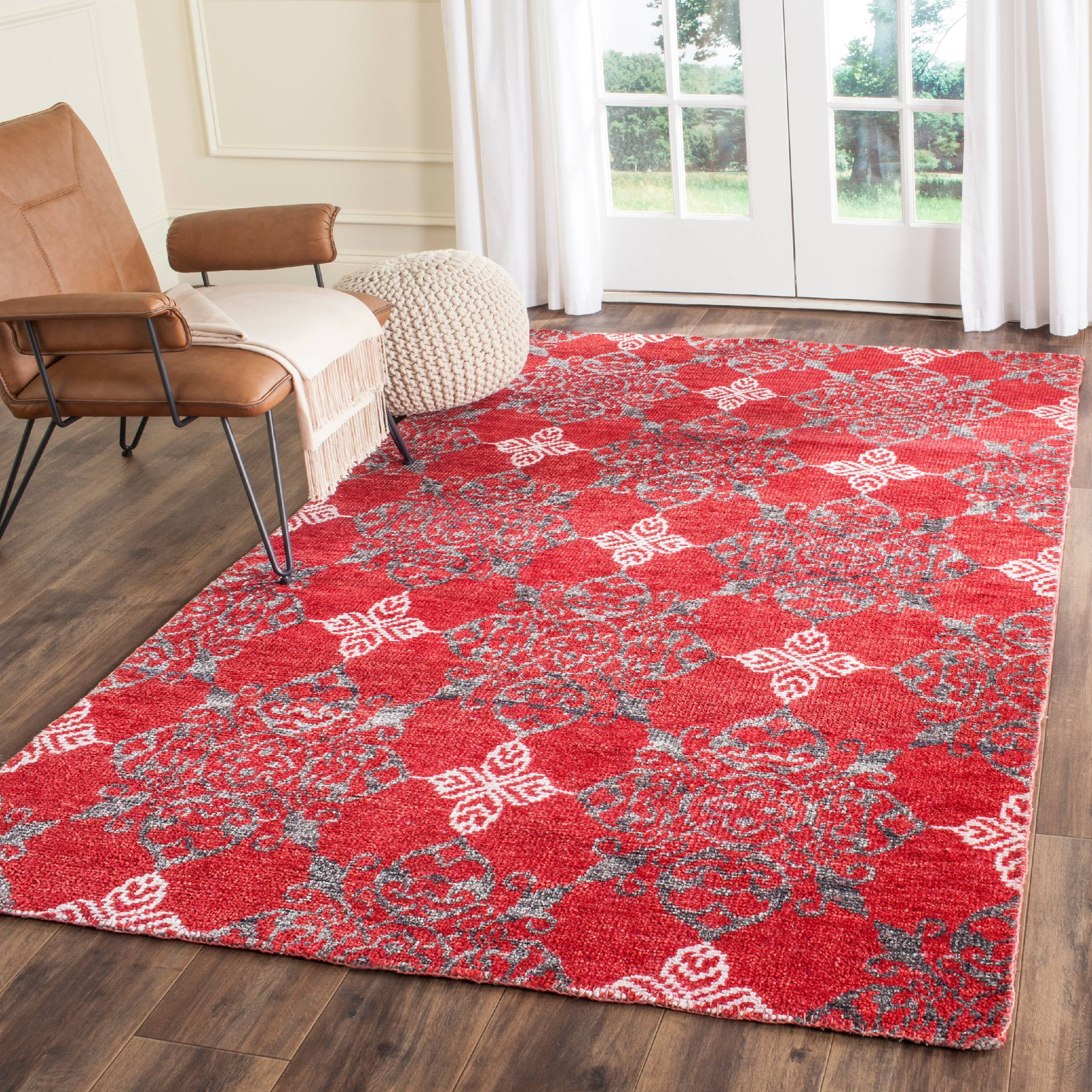 Stone Wash STW243 Hand Knotted Area Rug - Red/Ivory - 4'x6' - Safavieh.