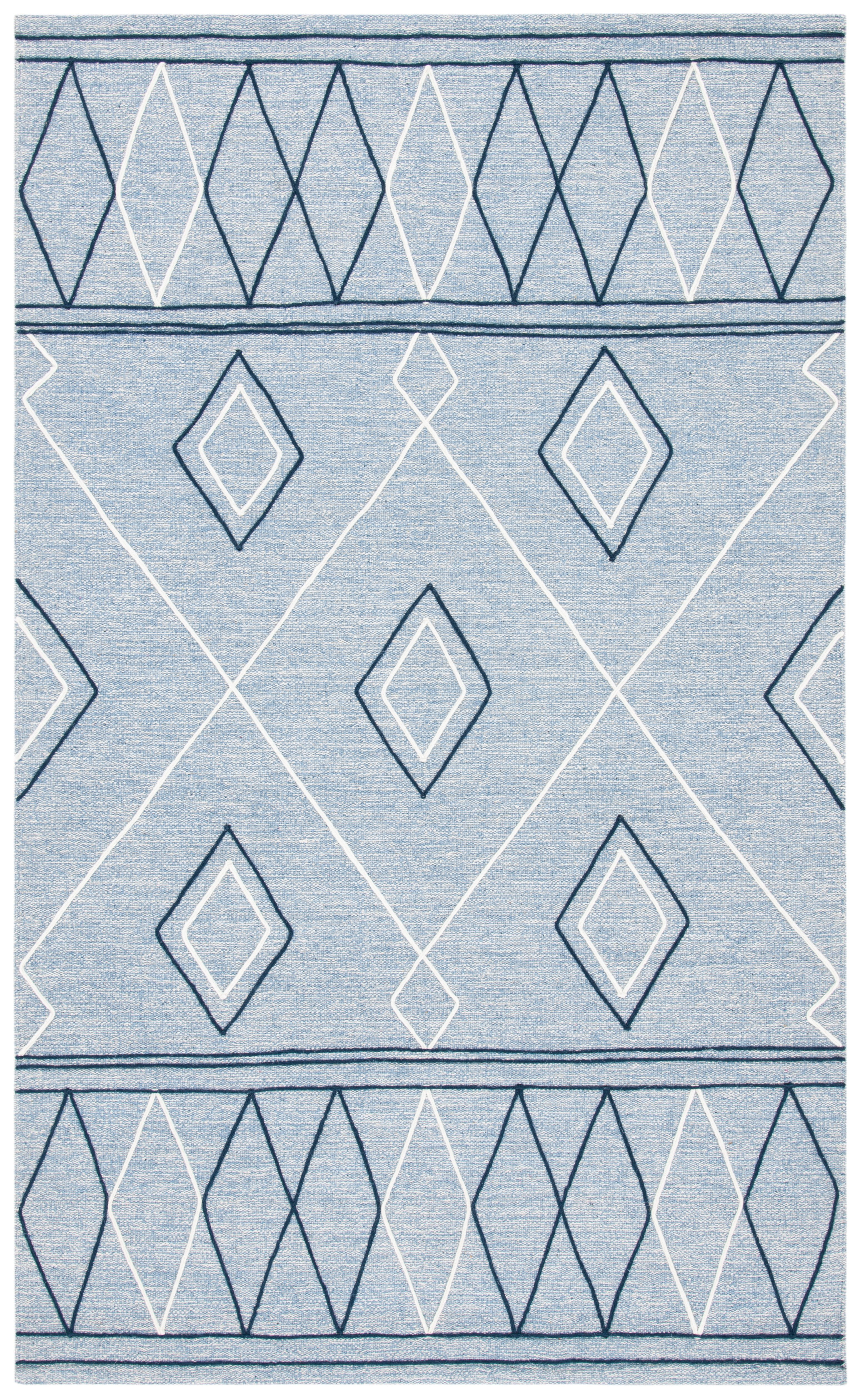 SAFAVIEH Striped Kilim Bronagh Geometric Area Rug, Light Blue/Ivory, 9' x 12'