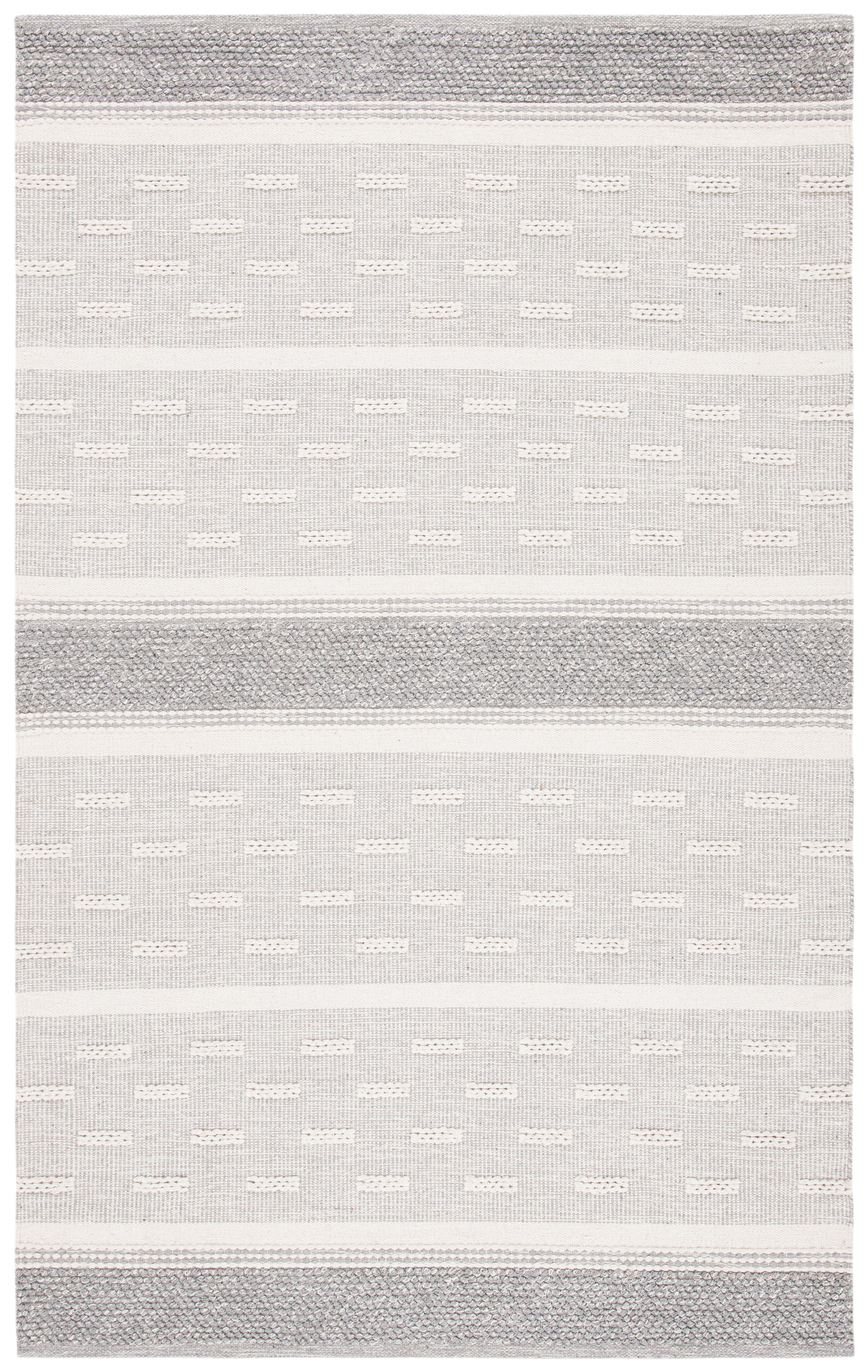 SAFAVIEH Striped Kilim Rory Striped Cotton Area Rug, Ivory/Grey, 9' x 12'